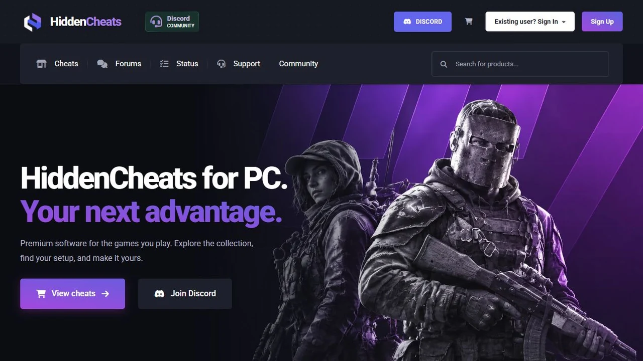 HiddenCheats website interface designed by Webloom
