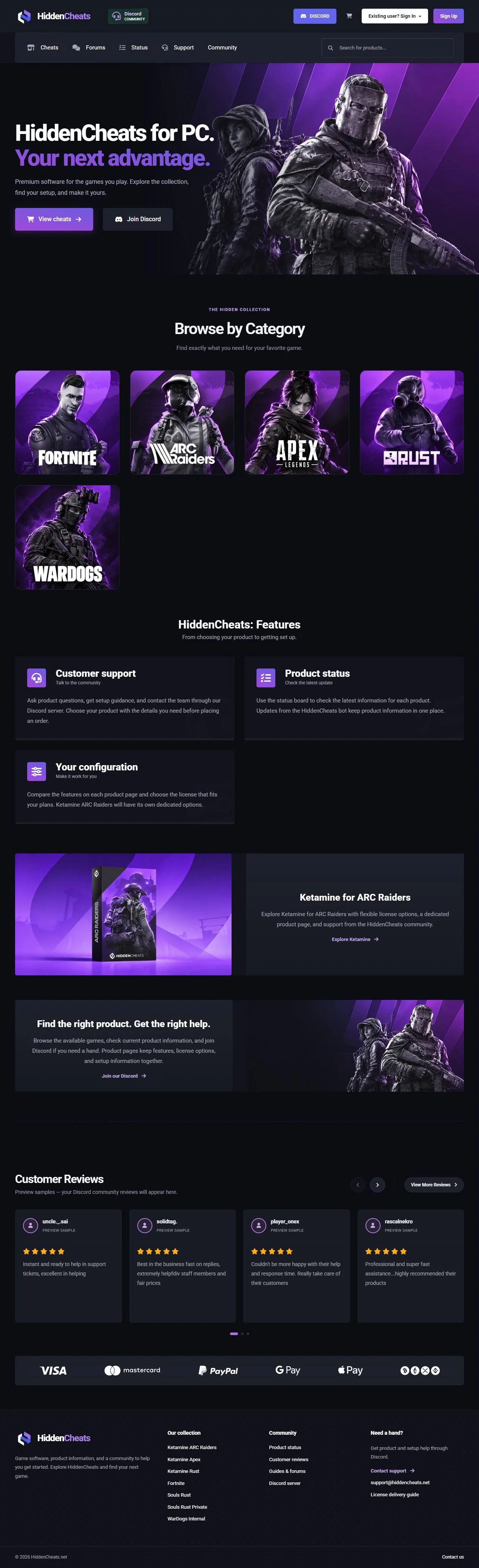 HiddenCheats website design by Webloom