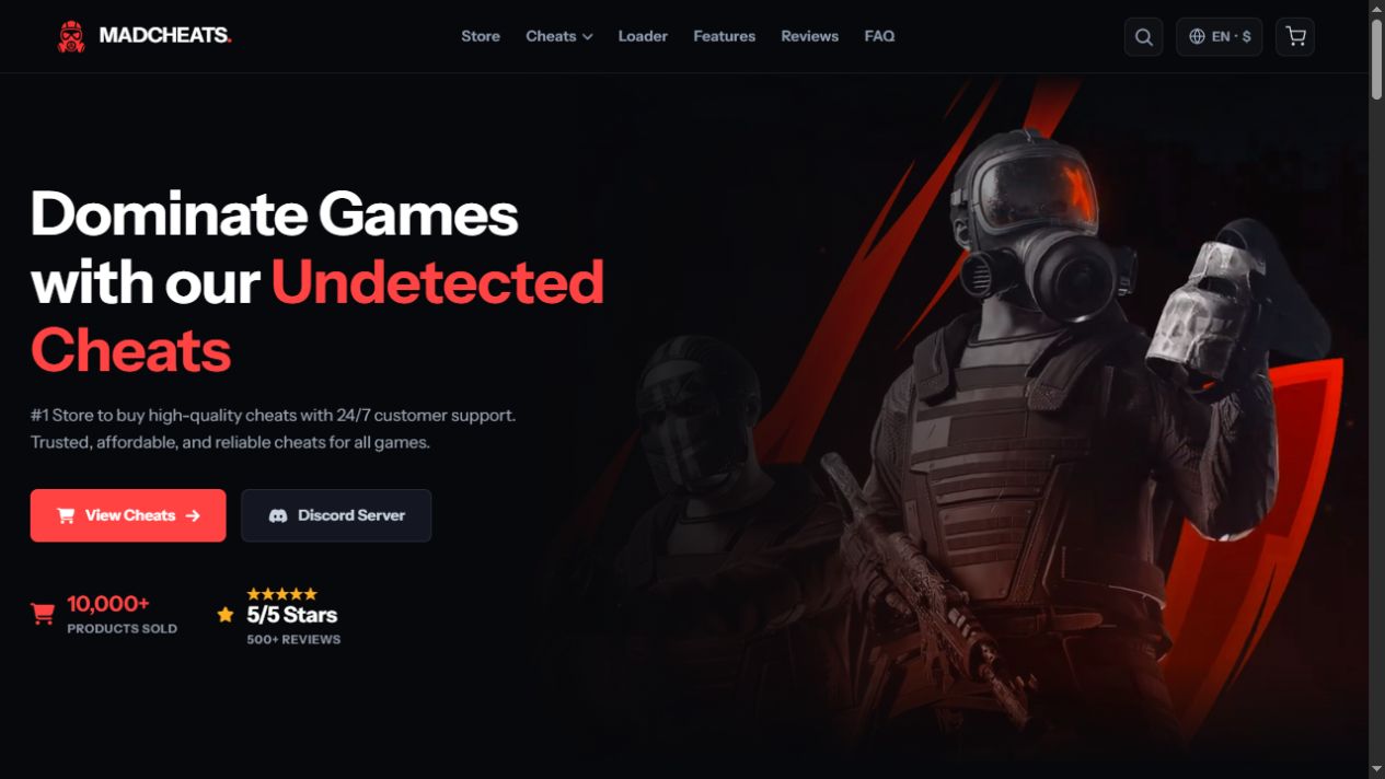 MadCheats website interface designed by Webloom