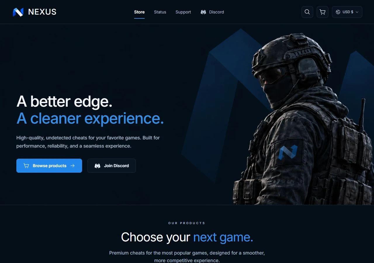 Nexus website interface designed by Webloom